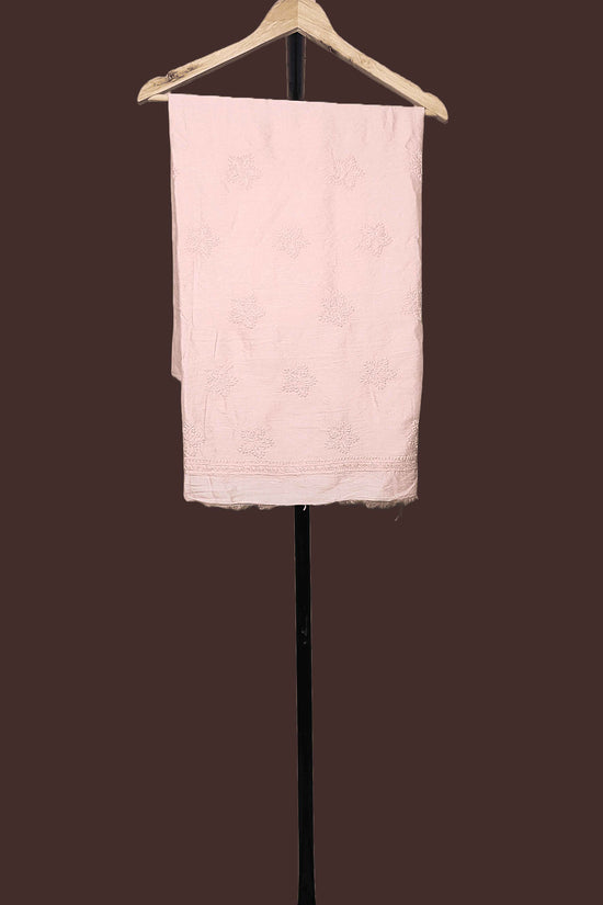 Comfortable Cotton Chikankari Zardozi Women's Unstitched Suit Set - Peach