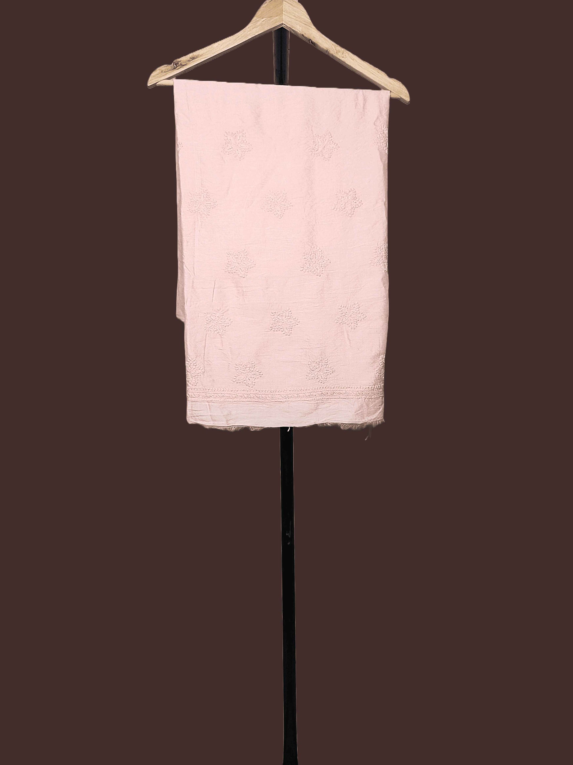 Comfortable Cotton Chikankari Zardozi Women's Unstitched Suit Set - Peach