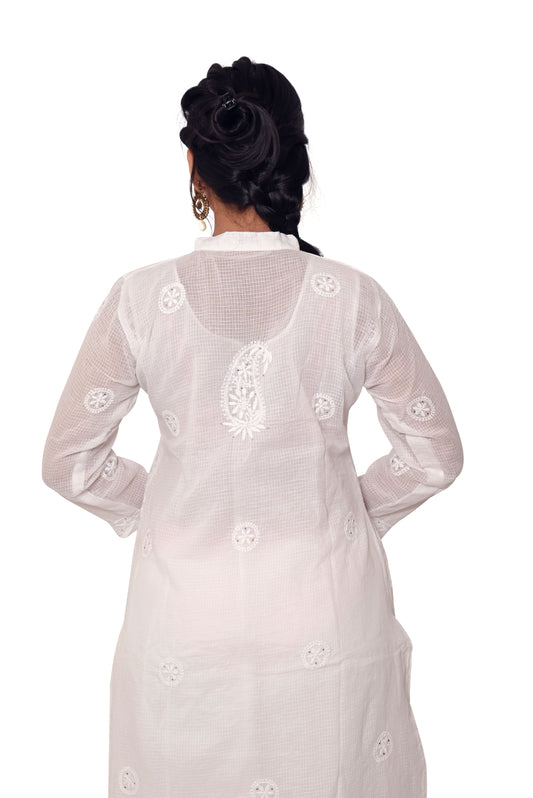 Kota Chikankari Women's Stitched Kurta - Off White