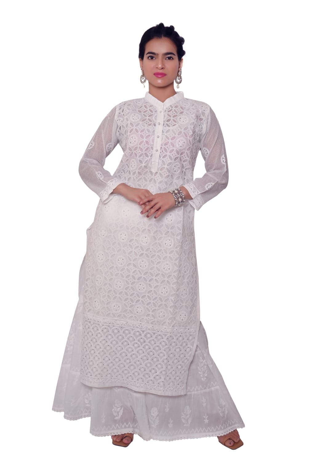 Kota Chikankari Women's Stitched Kurta - Off White