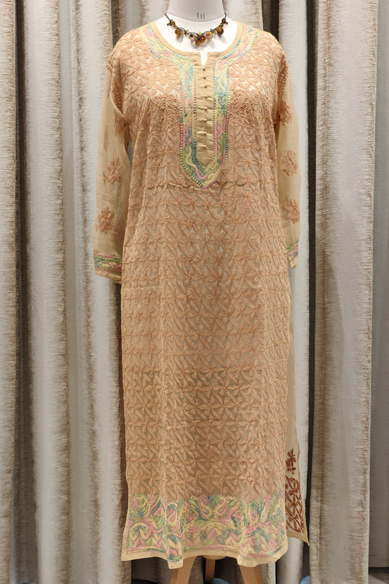 Stitched Georgette Kurta-Beige