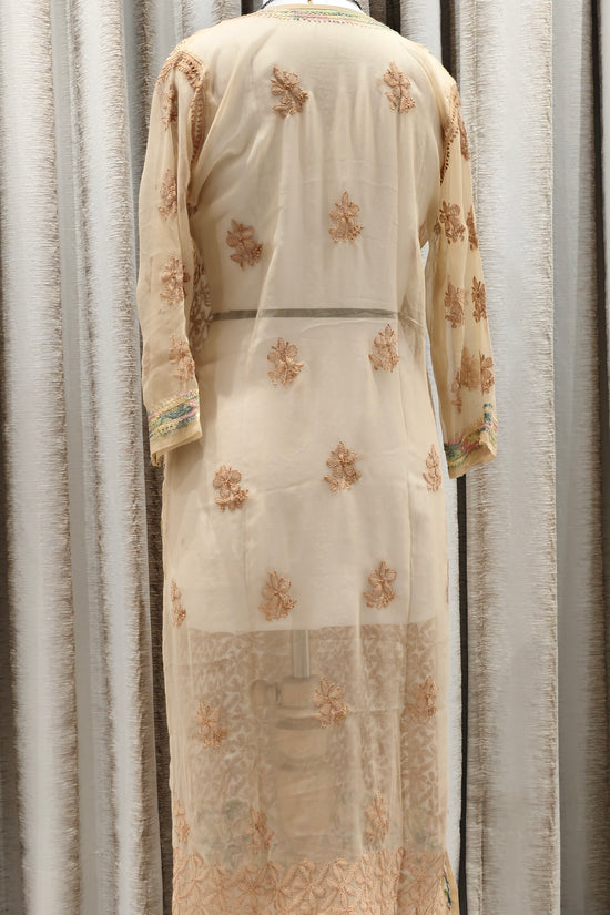 Stitched Georgette Kurta-Beige