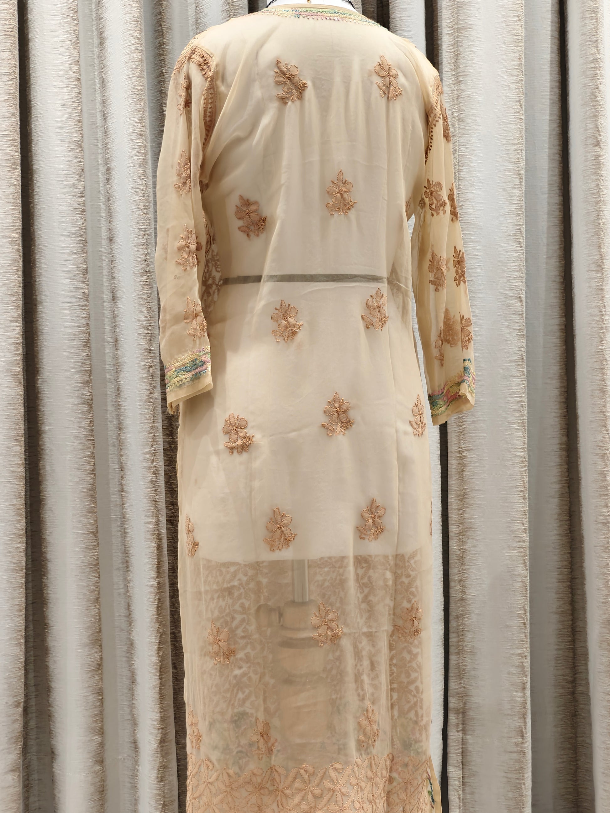 Stitched Georgette Kurta-Beige