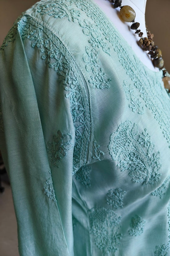 Muslin Chikankari Women Stitched Kurta - Green